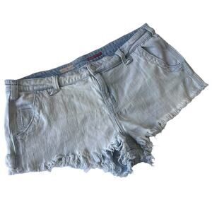 PILCRO Cutoff Booty Denim Womens Shorts Sz 32 Lightwash Blue Distressed Festival
